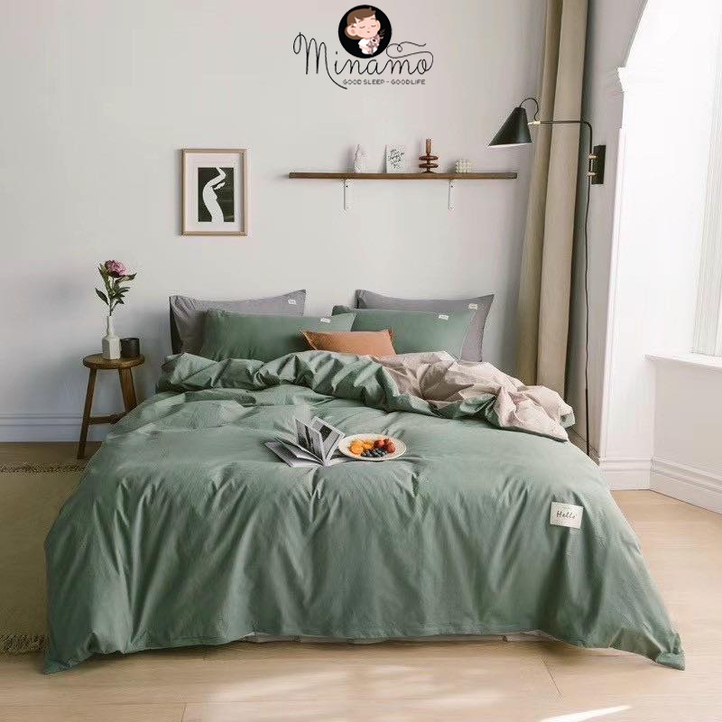 Bộ vỏ chăn ga gối Cotton Đũi Minamo nhiều mẫu đẹp, chất liệu dày dặn, mềm mịn, siêu bền màu - B02