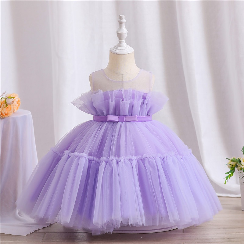 Đầm công chúa NNJXD đính nơ thời trang mùa hè cho bé gái 1-5 tuổi
