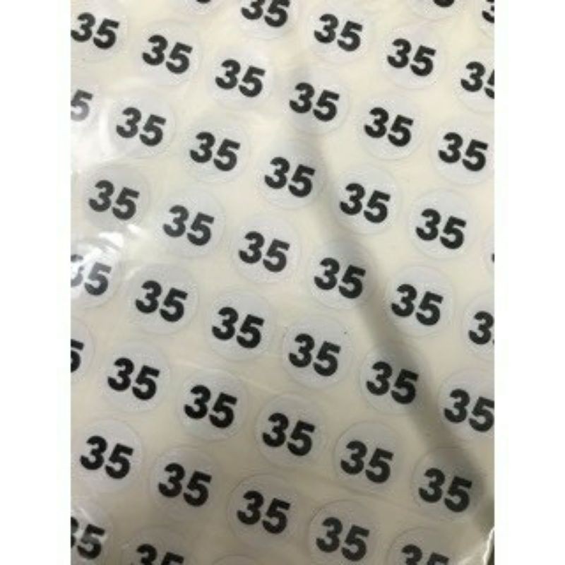 70 con tem giá 1 K _ Tem size nhãn số dán_decal Size 35 tới 42 giày dép.