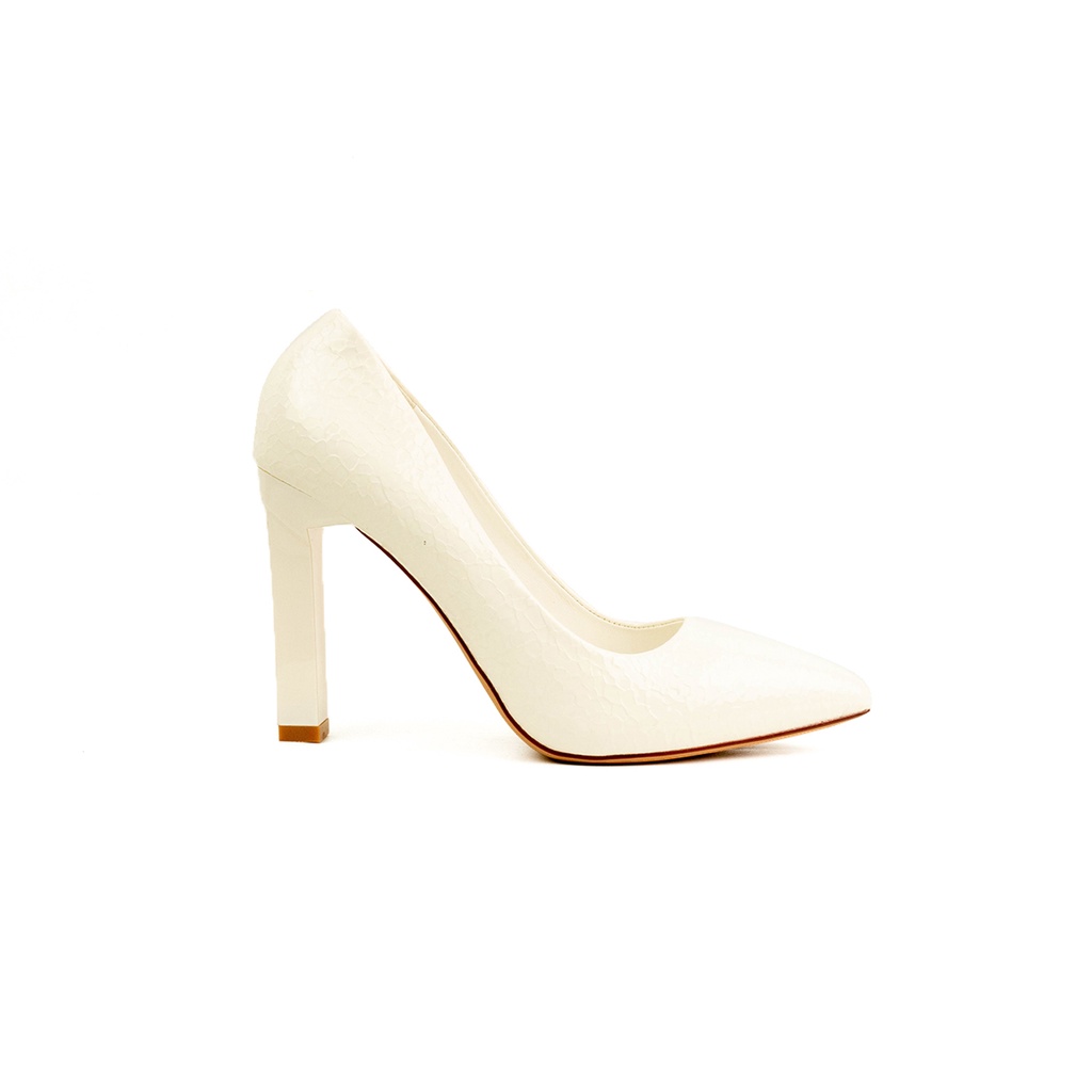 Giày Cao gót Nữ 10p, Giày Cưới Sang Chảnh Gót vuông nhỏ Da bóng rắn Quảng Châu Cao cấp hanoshoes