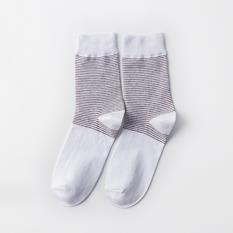 Vớ cotton mỏng dài kẻ sọc màu trơn thoáng khí mùa xuân hè công sở cho nam