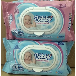 (HSD 2024) Khăn giấy ướt Bobby có mùi, không mùi loại 100 tờ