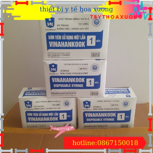 [1 hộp]Bơm tiêm 1cc Vinahankook[thietbiytehoaxuong]