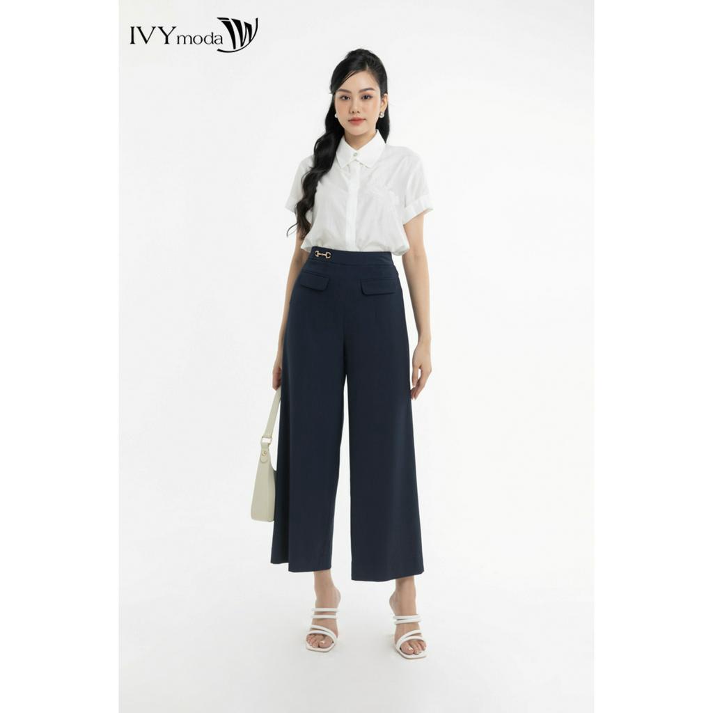 Quần suông phối túi giả nữ IVY moda MS 21M7883