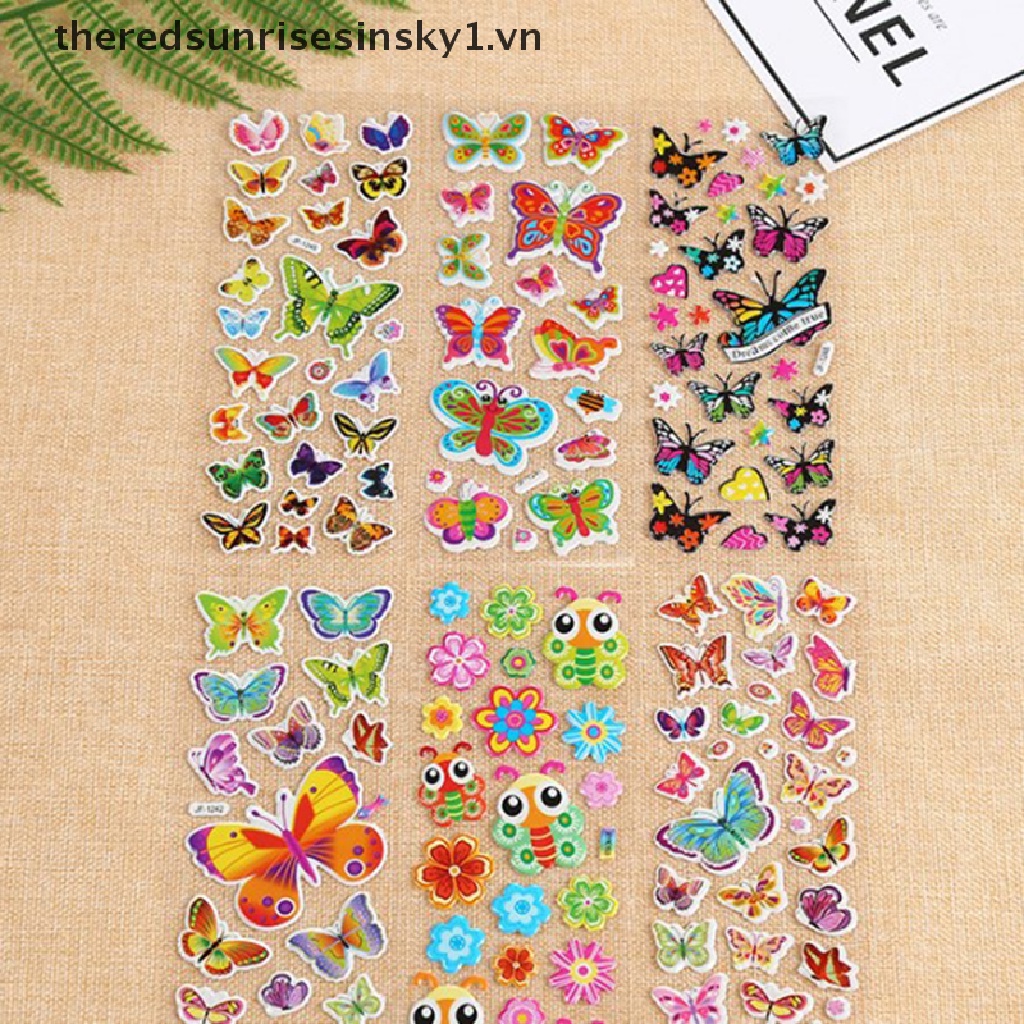 Set 10 tấm sticker dán trang trí hình hoạt hình 3D cho bé trai