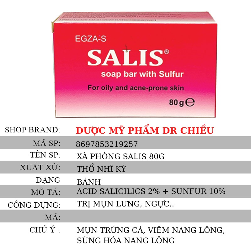 ⚜️CHÍNH HÃNG⚜️ Xà Bông Tắm ngừa Mụn  SALIS SOAP BAR