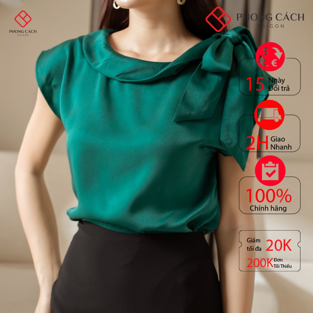 Áo kiểu cổ lọ cột nơ SA027 Phong Cách SAIGON