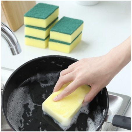 Miếng cọ rửa chén bát, xoong nồi 2 mặt xanh vàng tiện dụng