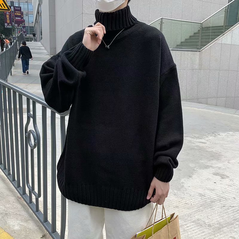 Áo sweater Dệt Kim Cổ Lọ Màu Sắc Đơn Giản Cho Nam