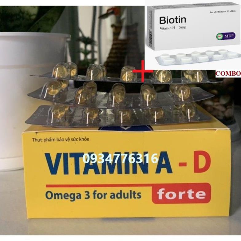 Combo Biotin 5mg+ ✅ Viên Uống Vitamin A D Bổ Sung Giảm Nguy Cơ Khô Mắt Hỗ Trợ Đẹp Da