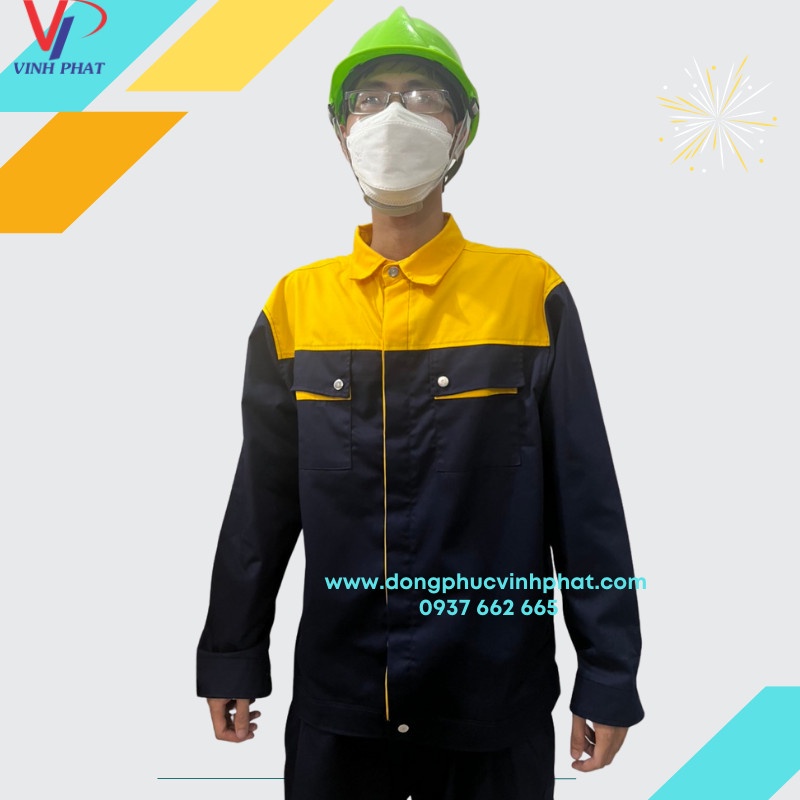 Quần Áo Bảo Hộ Lao Động Màu Xanh Đen Cho Công Nhân Thiết Kế Phối Viền Đẹp Mắt Có Đủ Size Hàng Sẵn Hình Thật