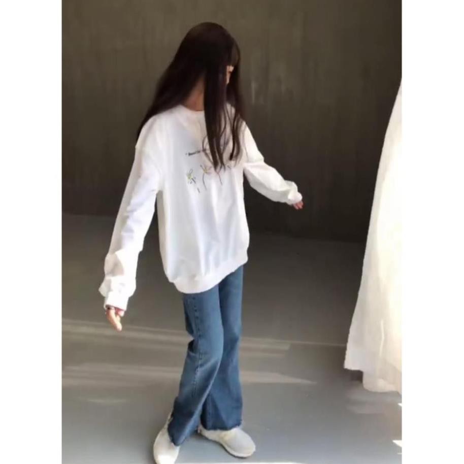Áo Sweater DAISY'S CRUSH Thêu Hoa TRẮNG UNISEX