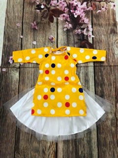 Combo áo dài chấm bi cho bé gái 1-6t
