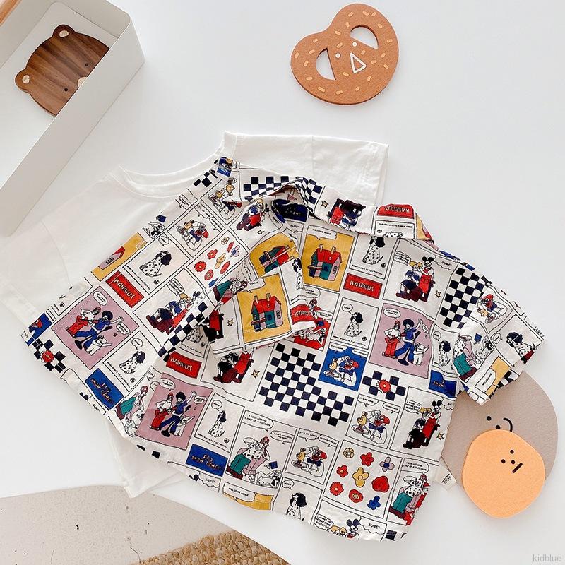 Áo sơ mi ngắn tay in họa tiết thời trang cho bé trai