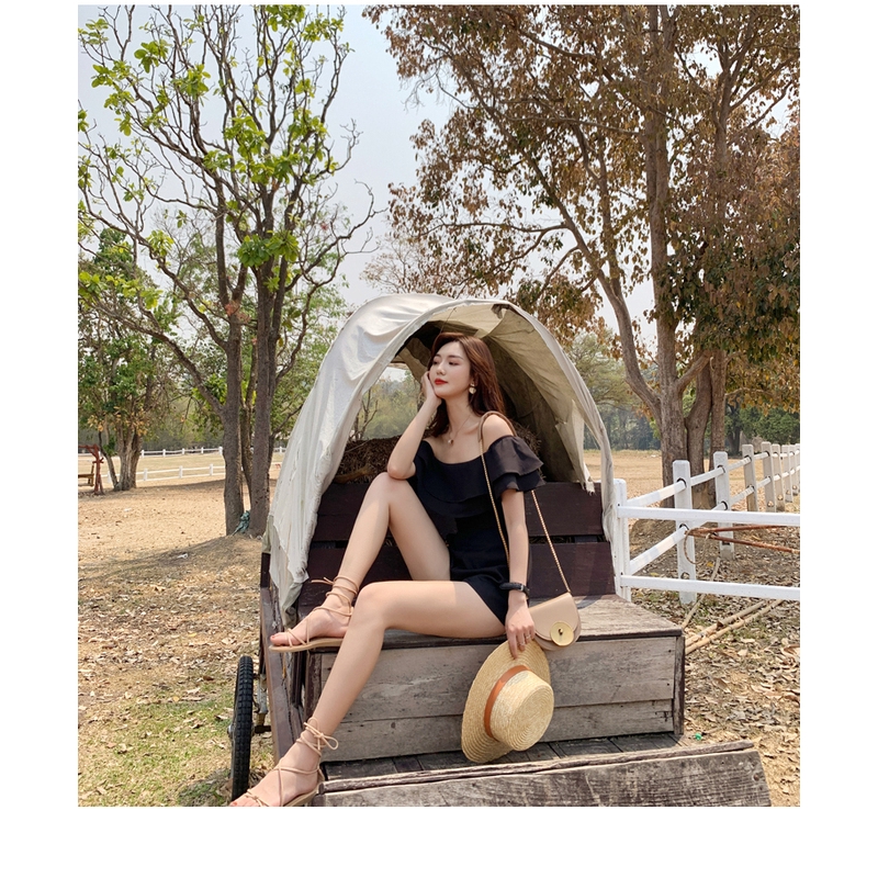 Bộ Áo Liền Quần Trễ Vai Dáng Rộng Eo Cao Quyến Rũ Trẻ Trung Cho Bạn Gái | BigBuy360 - bigbuy360.vn