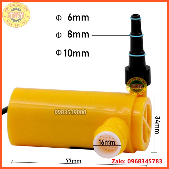 Máy Bơm Nước Mini 12V Bơm nước cắt rãnh tường, bơm tạo bọt bể cá