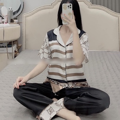 Bộ Lụa Ngủ Tiểu Thư, Bộ Pizama Tay Ngắn, Chất Liệu Latin Cao Cấp Mát Lịm [HÀNG CHUẨN ĐẸP] | BigBuy360 - bigbuy360.vn