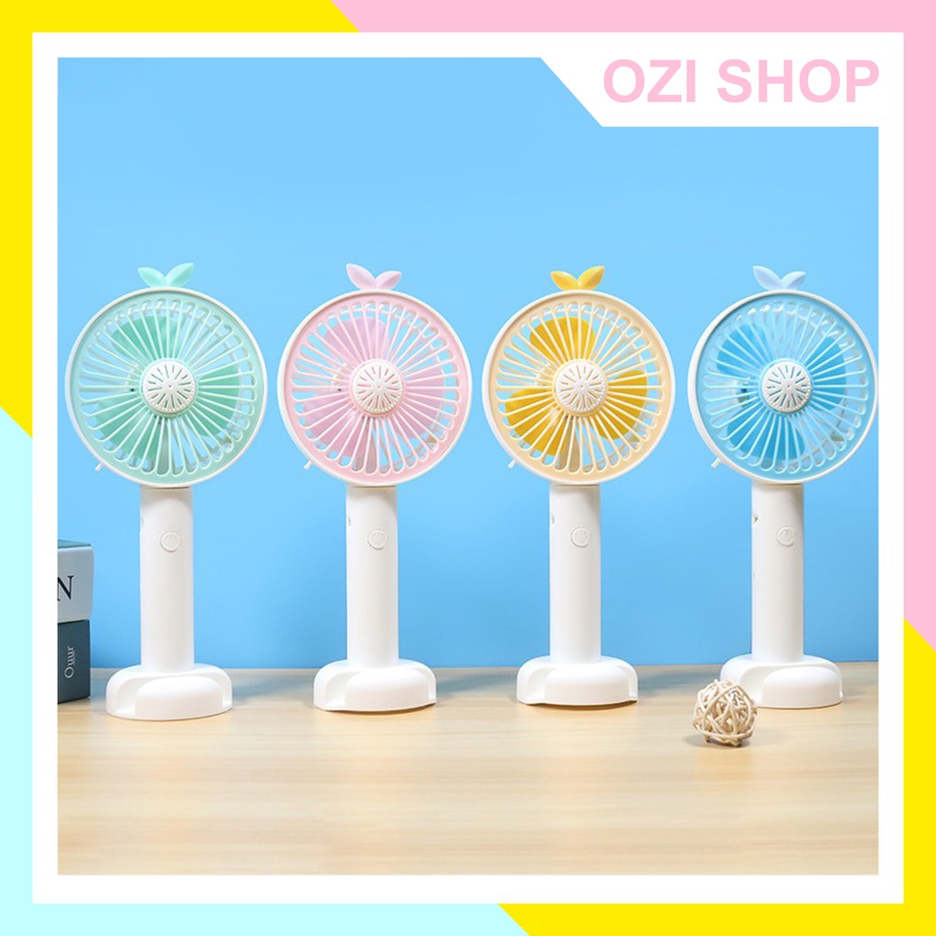 Quạt mini cầm tay 2 cấp độ có đèn led, quạt kèm giá đỡ điện thoại gấp gọn #5