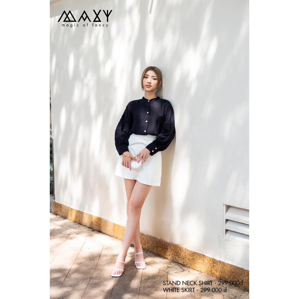 Áo sơ mi nữ tay bồng bềnh đáng yêu cổ trụ standneck shirt Maxy Workshop