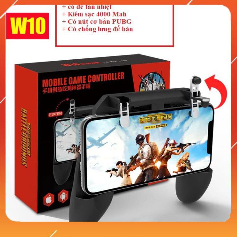 [M] TAY CẦM CHƠI GAME PUPB KIÊM SẠC DP 4000MAH, CÓ ĐẾ TẢN NHIỆT( W10) -rẻ