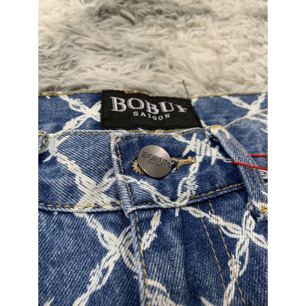 Quần Jean Denim BOBUI kẽm gai/ thiên thần chuẩn REAL full tag túi