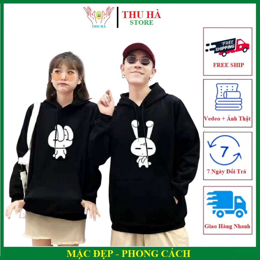 COMBO 2 ÁO - Áo Mũ Đôi MM30 .THU HÀ STORE .{HÀNG ĐẸP} in thỏ vẫy áo nỉ có mũ đôi ý nghĩa áo đôi