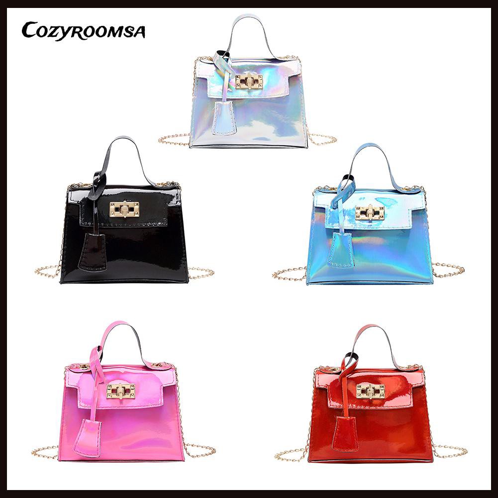 Vintage Women Pure Color PU Leather Shoulder Bag Casual Top-handle Handbag