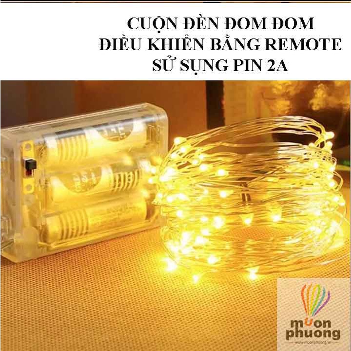 10m dây led đom đóm sử dụng nguồn điện 3 pin 2A, điều khiển bằng remote có nhiều màu sắc cá tính - MUÔN PHƯƠNG SHOP