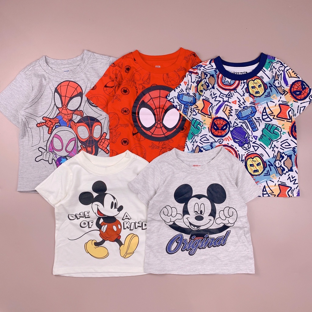 Áo cotton Disney nhiều hình Mickey / Marvel size 12m - 4y