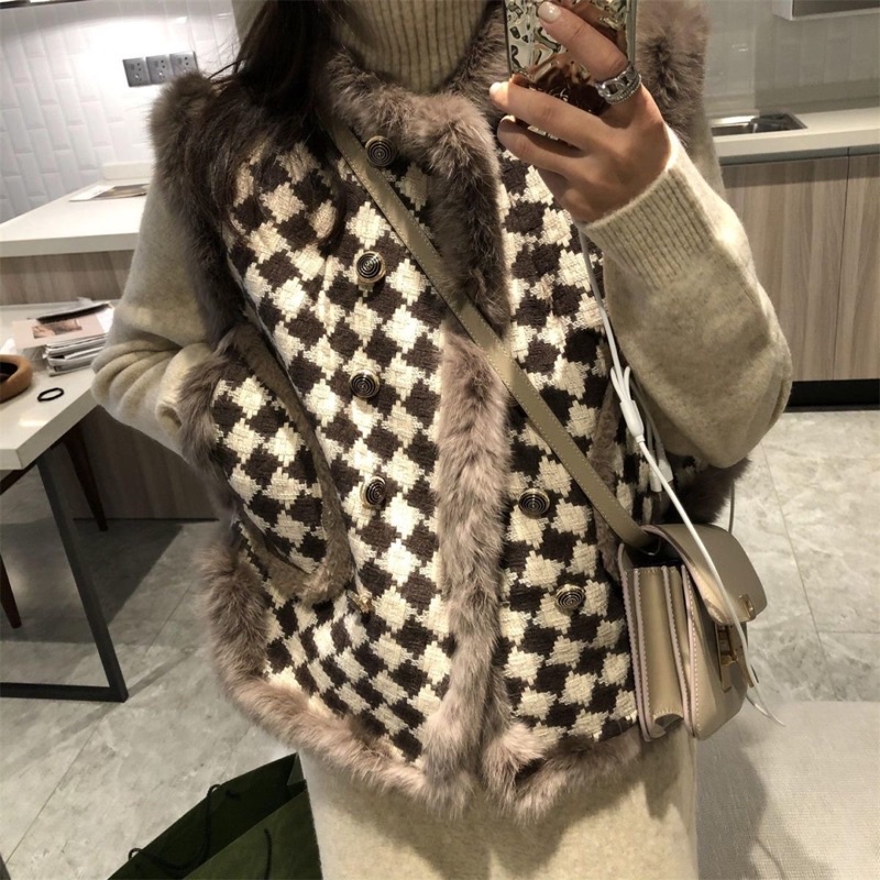 Áo Gile Dạ Phối Lông Lót Lông Cừu Mẫu Mới Siêu Hot