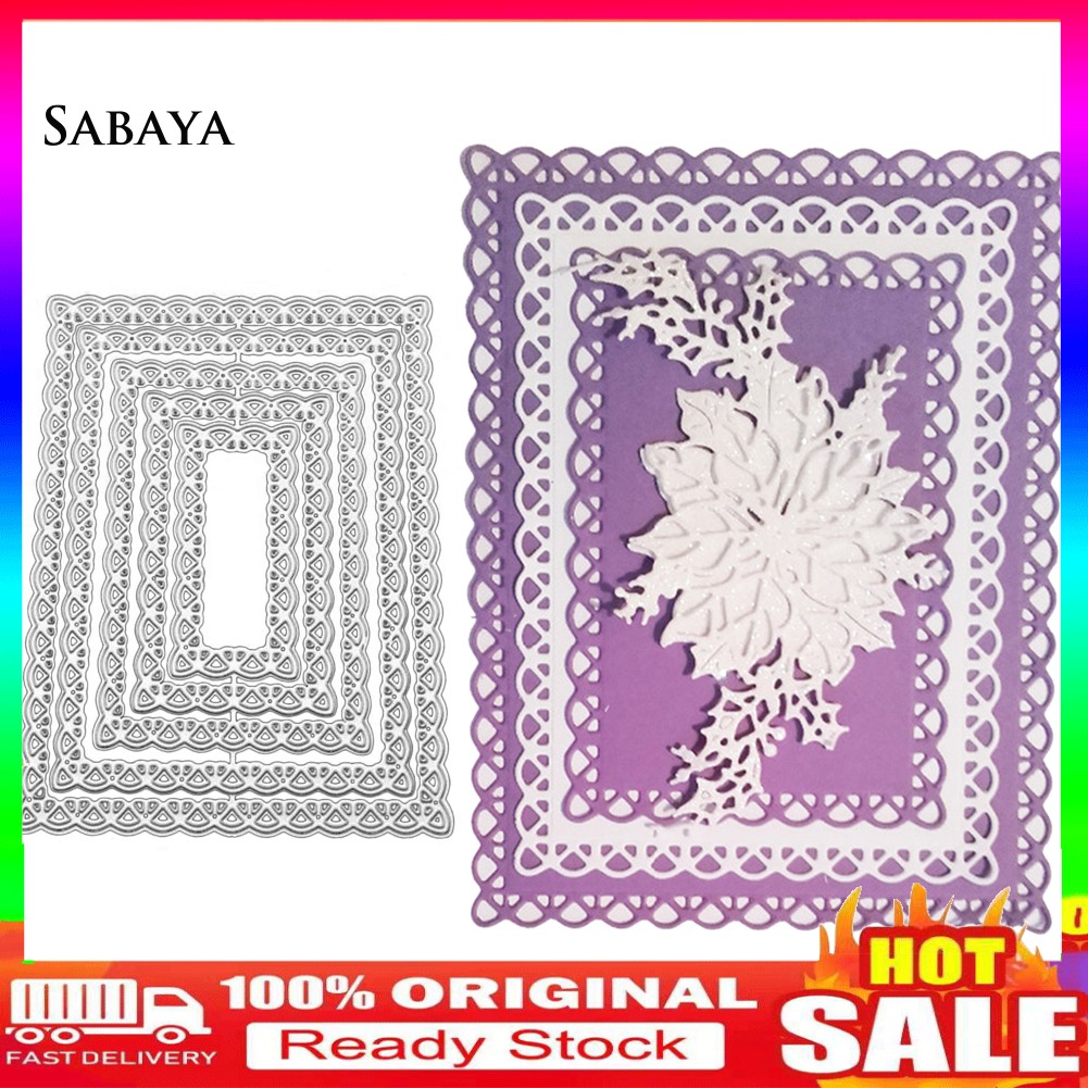 Khuôn Cắt Giấy Làm Từ Kim Loại Tạo Khung Viền Ren Hoa Trang Trí Scrapbook