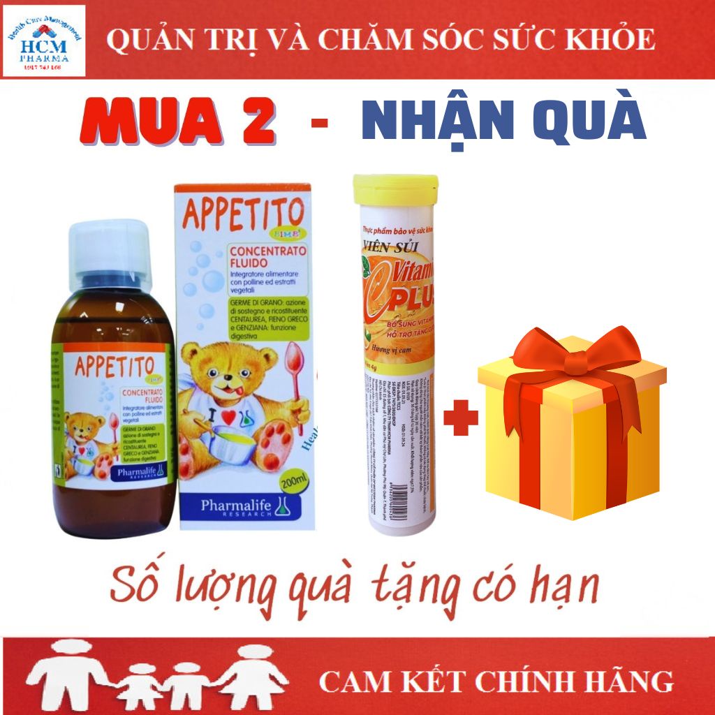 Siro ăn ngon tăng sức đề kháng chiều cao fitobimbi APPETITO BIMBI 200ml nhập khẩu Italia DLP01