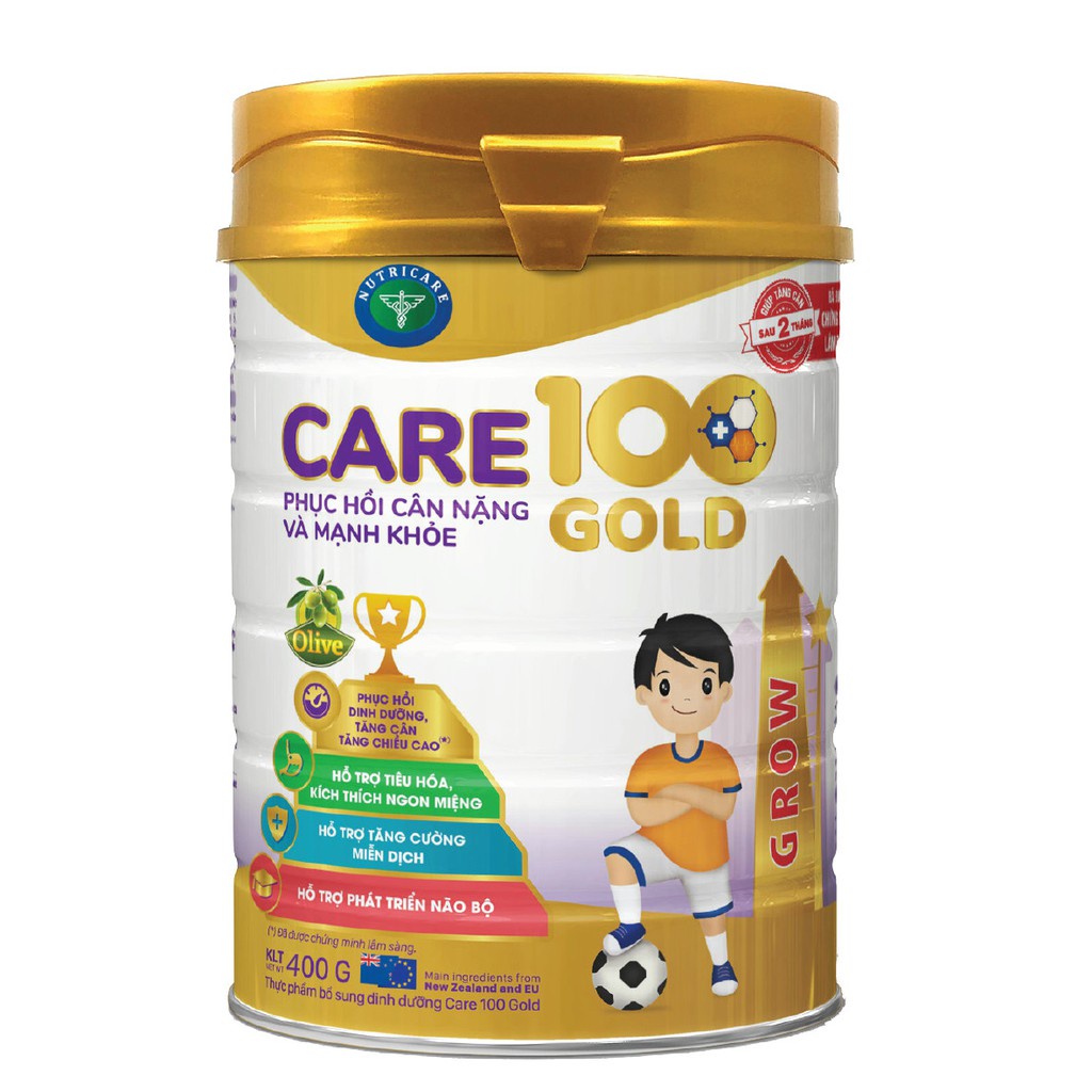 Sữa bột Nutricare Care 100+ mới cho trẻ nhẹ cân biếng ăn suy dinh dưỡng (400g)