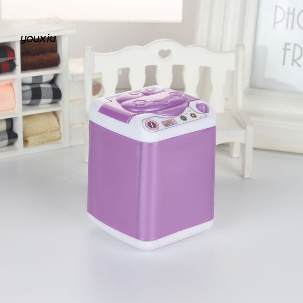 ♛YEWJ♛Cute Silicone Doll Washing Machine Mini Washer Doll House Furniture Accessory