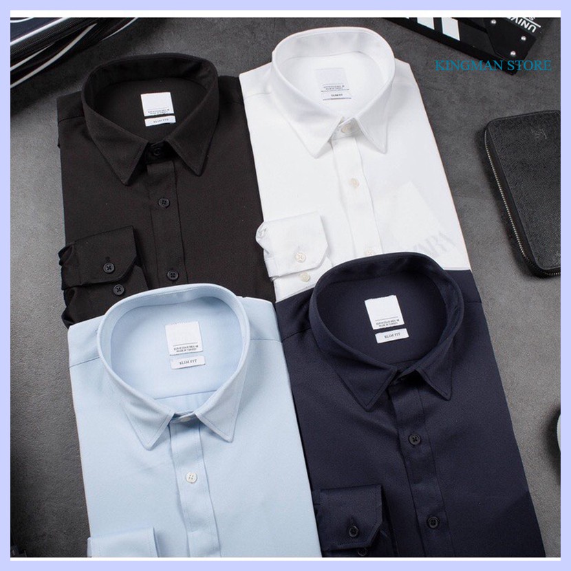 Áo Sơ Mi Nam Dài Tay Công Sở Cao Cấp, Áo Sơ Mi Nam Trơn Gấp Hộp Không Nhăn Thoáng Mát Thấm Hút Mồ Hôi - KINGMAN STORE