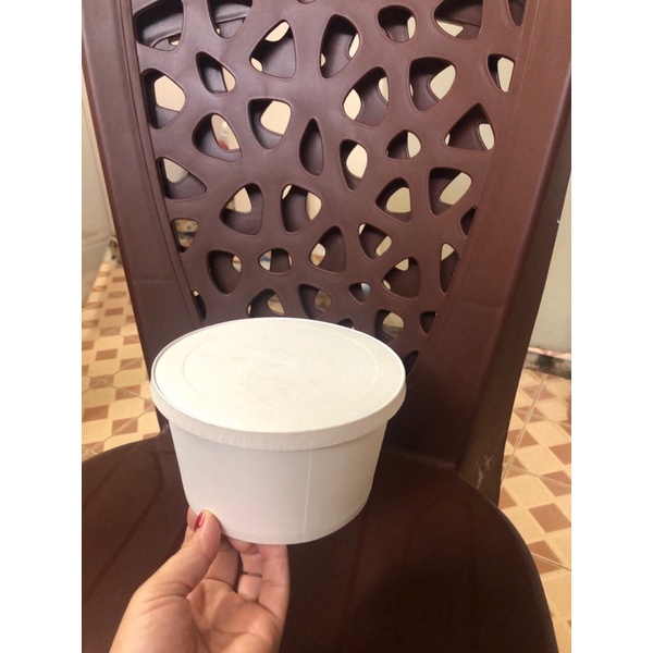50 Tô bát giấy trắng dùng 1 lần có nắp đựng thức ăn nóng thực phẩm bún phở bánh cháo canh súp 750ml 800ml
