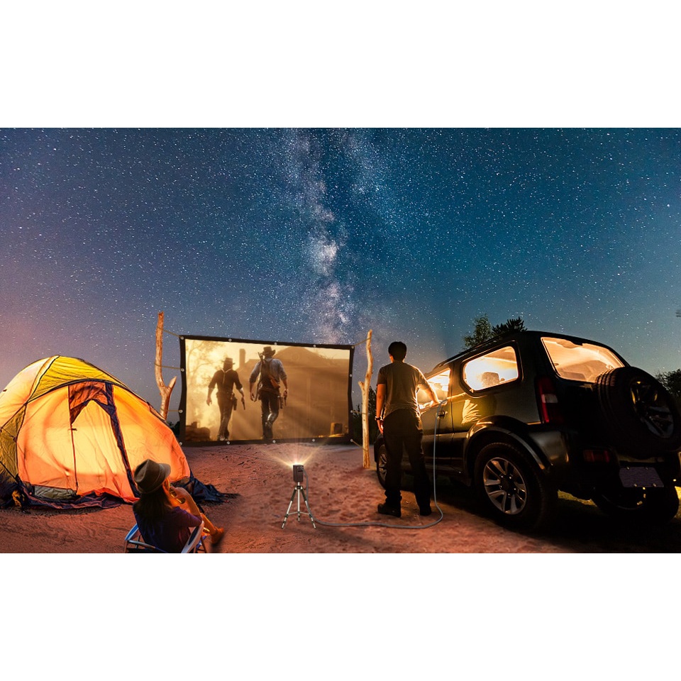 Máy chiếu mini Apollo 11-New 2021: Android TV 9.0, Pin 5200mAh, kết nối bluetooth, loa, wifi, màn hình lên đến 150inch