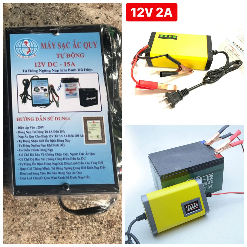 [XÃ KHO] BỘ SẠC BÌNH ẮC QUY 12V-2A, 12V-15A AUTO [HCM]