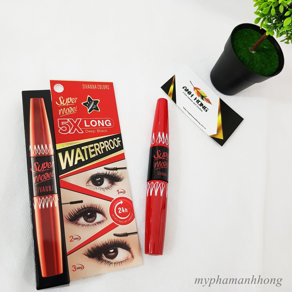 Mascara Hai Đầu Sivanna Super Model 5X Long Deep Black