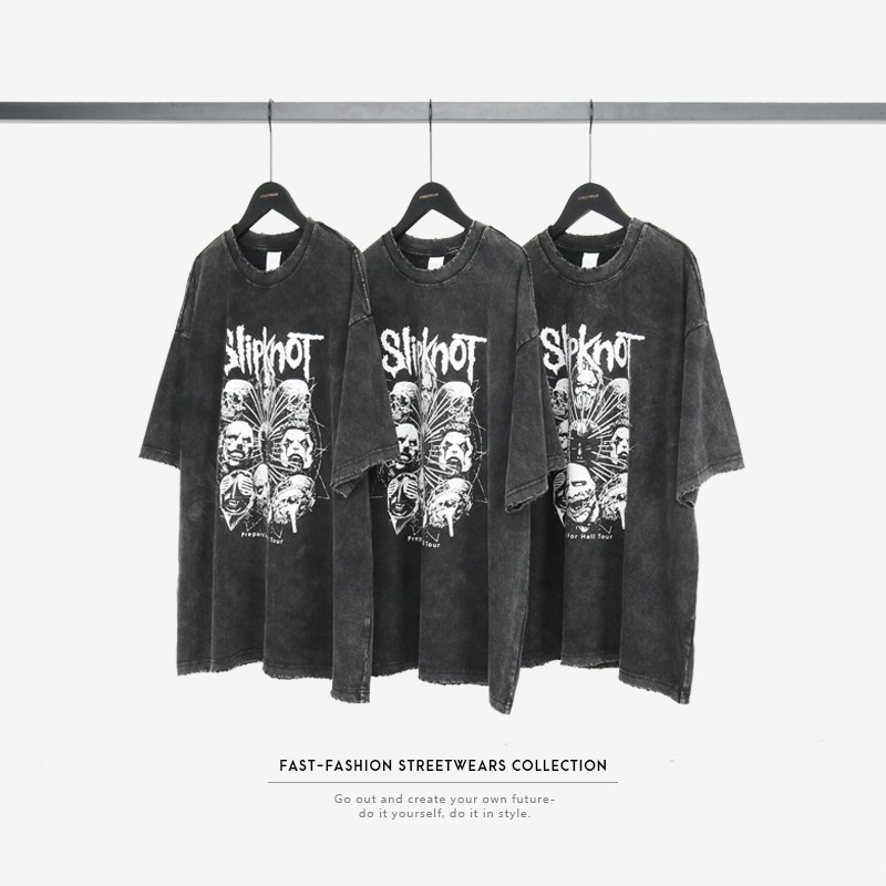 Áo phông nam form rộng Local brand thun Unisex loang màu Wash xám Vintage đẹp Slipknot RevoltClothes T8854