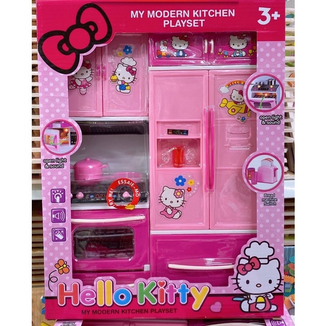 Bộ đồ chơi nấu ăn nhà bếp hello kitty có đèn có nhạc chạy pin cực đẹp