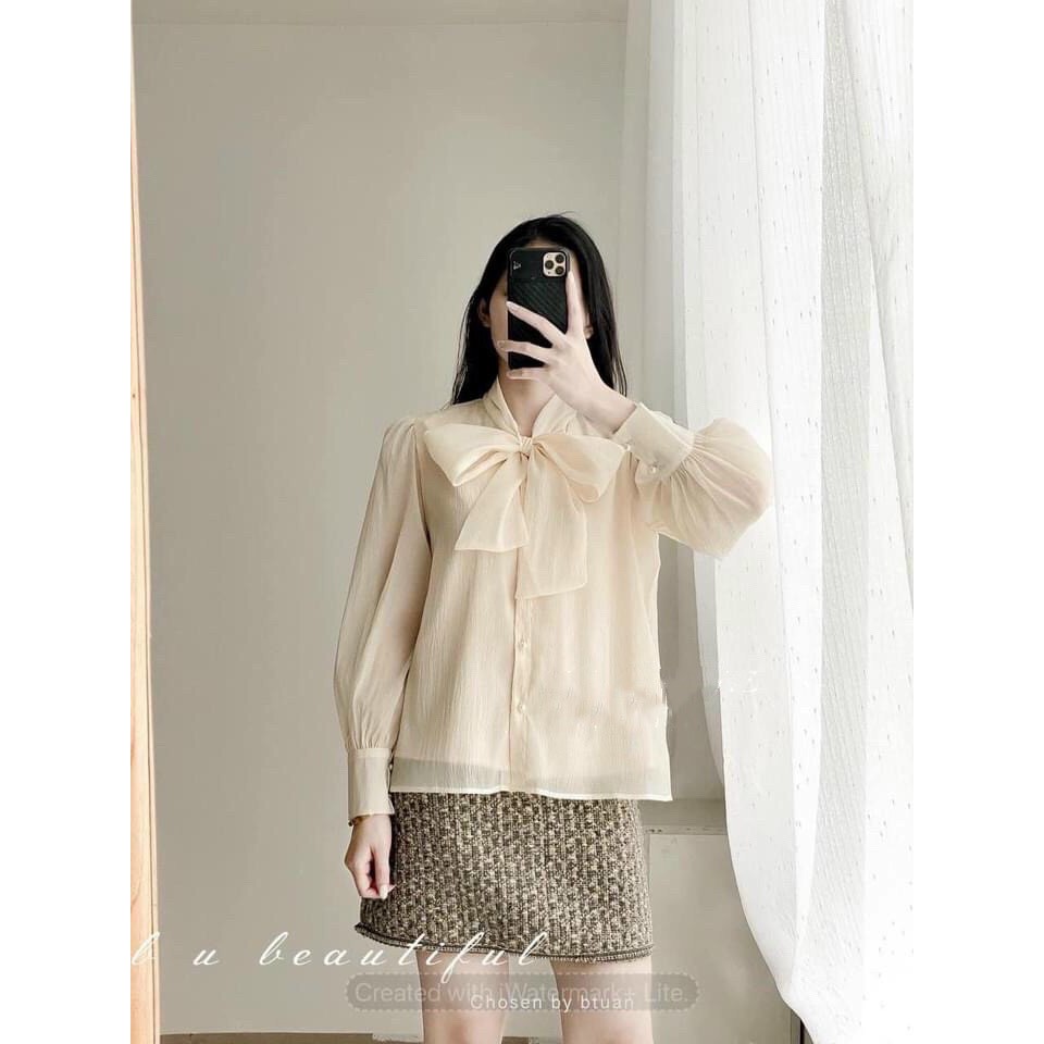 Sơ Mi Voan Tơ Hàng Thiết Kế 2 Size S M
