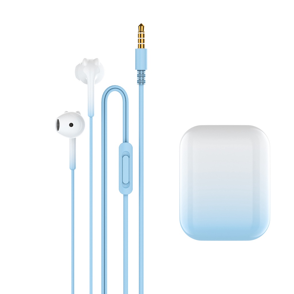 Tai Nghe Nhét Tai Q60 Màu Gradient Có Dây Âm Thanh Stereo Với Mic 3.5mm Cho Điện Thoại