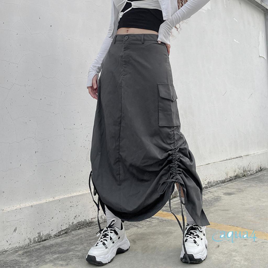 Chân Váy Midi Có Túi Phong Cách Cổ Điển Đường Phố Cho Nữ ANANA-Y2K
