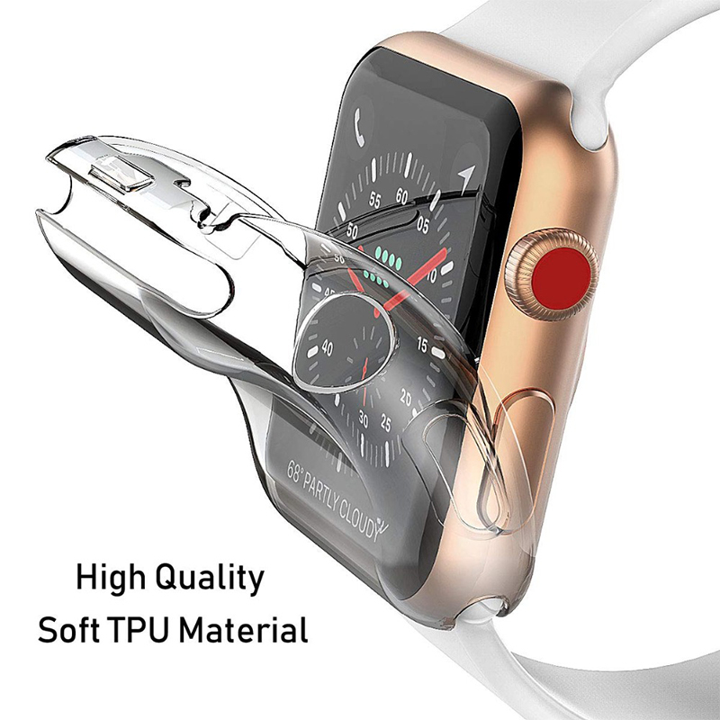 Ốp Lưng Silicone Trong Suốt Cho Đồng Hồ Thông Minh Apple Watch Se 6 5 4 3 2 1 38mm 44mm 40mm 42mm