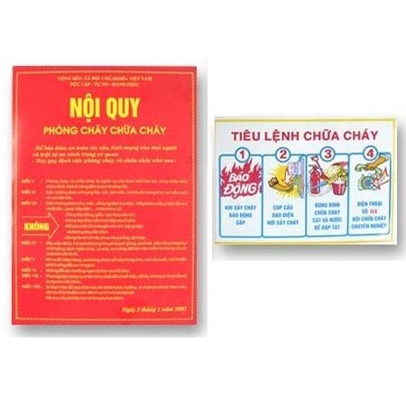 Bảng Nội Quy Tiêu Lệnh Phòng Cháy Chữa Cháy Bộ Đầy Đủ