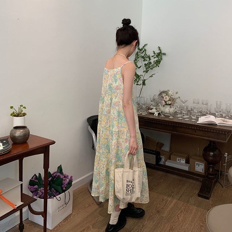 Đầm Hai Dây Mùa Hè Phong Cách Pháp Cho Nữ