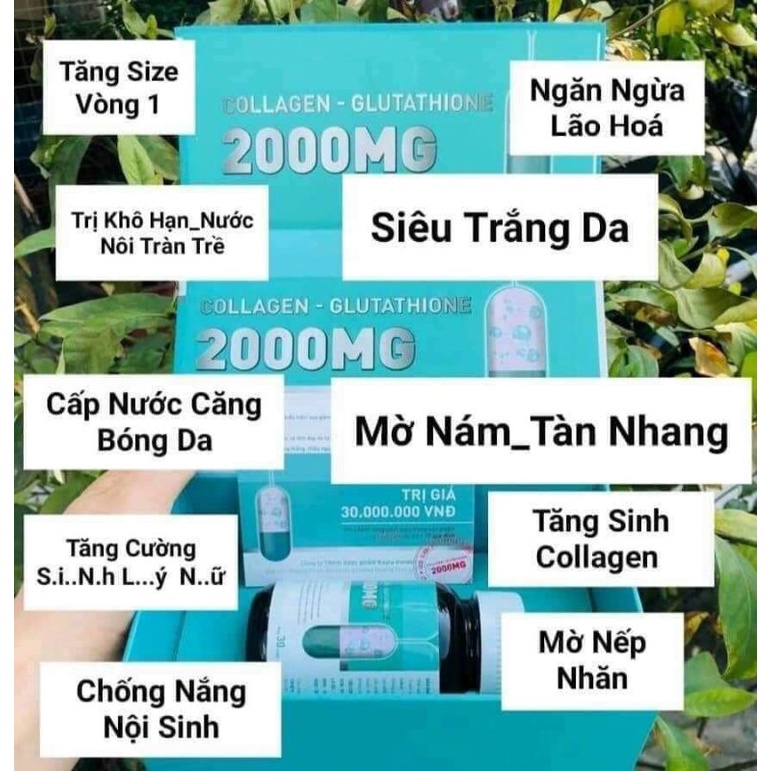 Viên uống trắng da Glutathione 2000mg hỗ trợ làm đẹp, sáng da giảm nám hiệu quả nhanh chóng