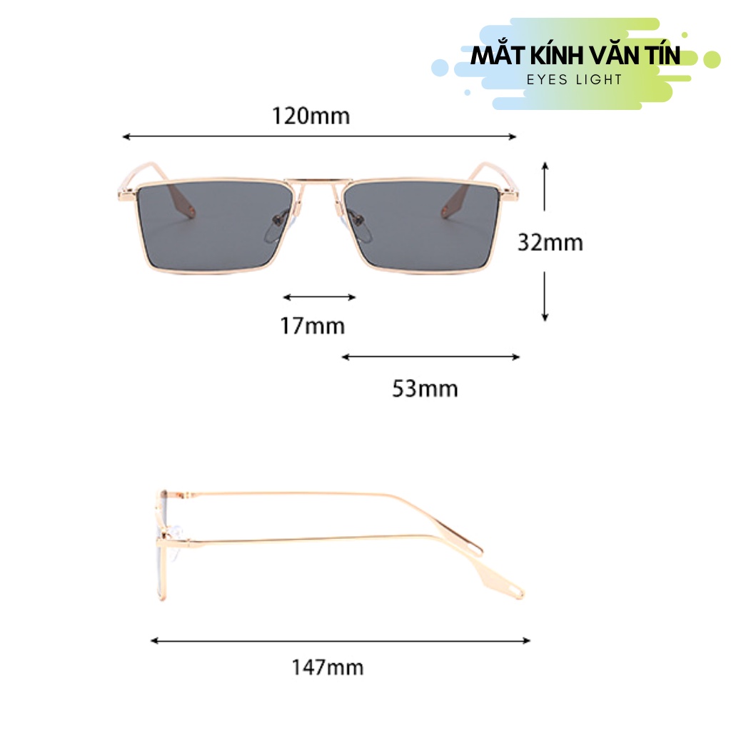 Kính mát thời trang T583 mắt kính nữ vuông chất liệu gọng kim loại cao cấp không gỉ