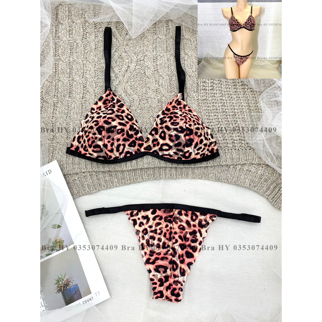 Bộ đồ lót màu da beo thiết kế BRAHY không gọng sexy 001
